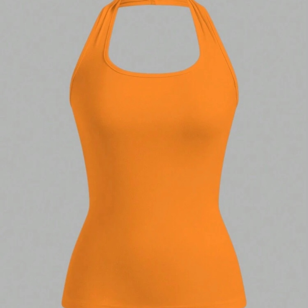 SHEIN Bright Orange Halter Tank Top